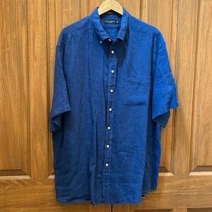 Daniel Cremieux blue Linen Short Sleeved Shirt Men's Size 2X Big